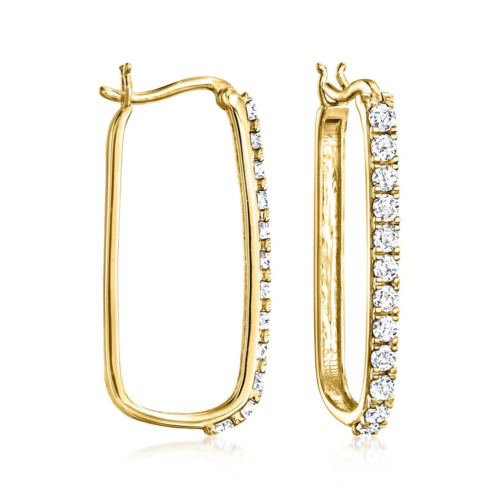 Ross-Simons Diamond Paper Clip Link Hoop Earrings in 18kt Gold Over Sterling 7733302722620