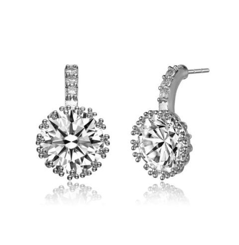 Sterling Silver with Colored Round Cubic Zirconia Drop Earrings 7733308686396