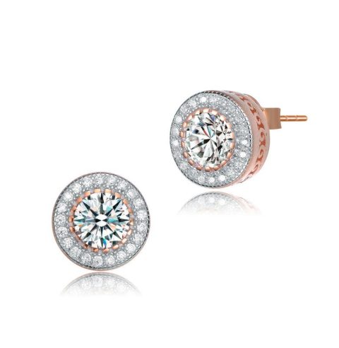 Round Halo Stud Earrings with Clear Cubic Zirconia 7733302591548