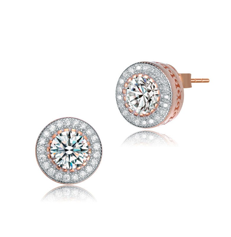 Round Halo Stud Earrings with Clear Cubic Zirconia 7733302591548