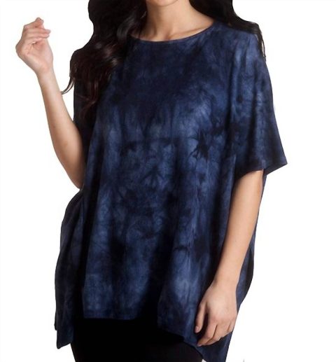 Super Soft Tie Dye Poncho In Denim