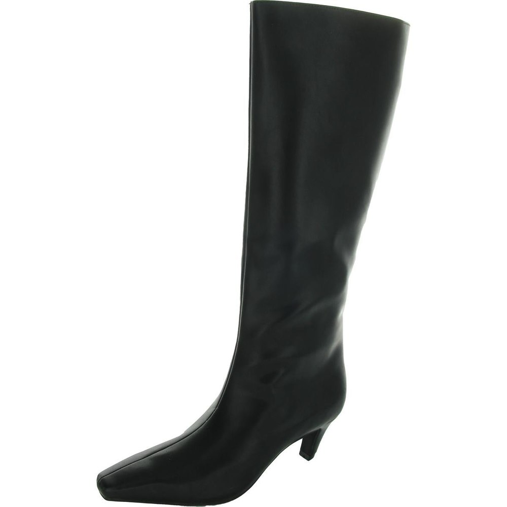 Samey Zipper Faux Leather Knee-High Boots