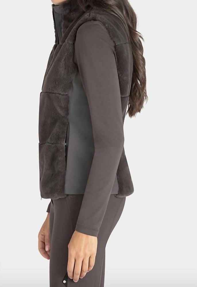 Licorice Eco-Fur Women’s Vest In Liquorice