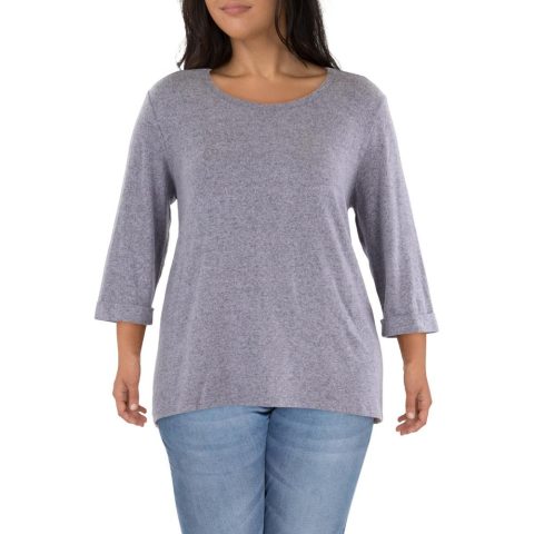 Plus Crewneck Cuff Sleeve Pullover Sweater