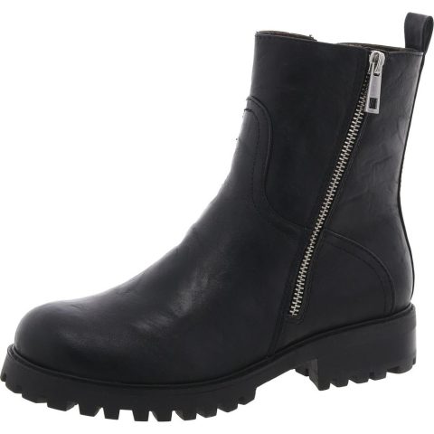 AVIVA Lugged Sole Faux Leather Mid-Calf Boots