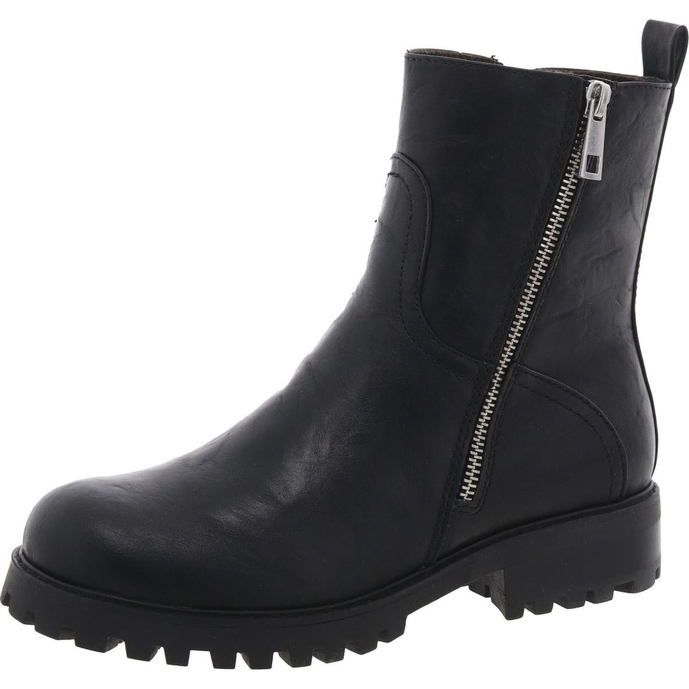 AVIVA Lugged Sole Faux Leather Mid-Calf Boots