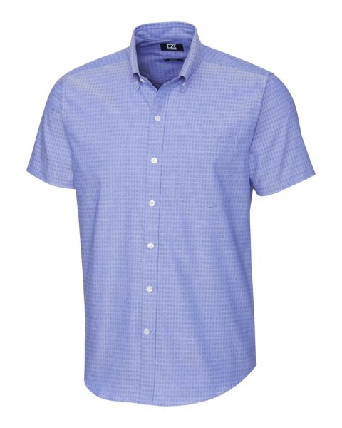 Cutter & Buck Men’s Strive Three Bars Jacquard Short Sleeve Shirt