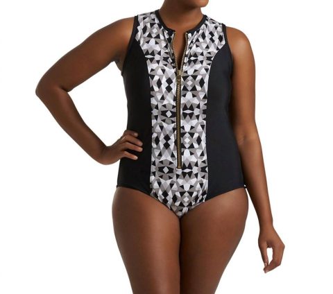 Plus Size Jaden Scuba One Piece Swimsuit In Grey