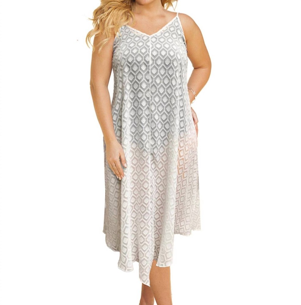 Plus Size V-Bottom Cover Up Dress In White