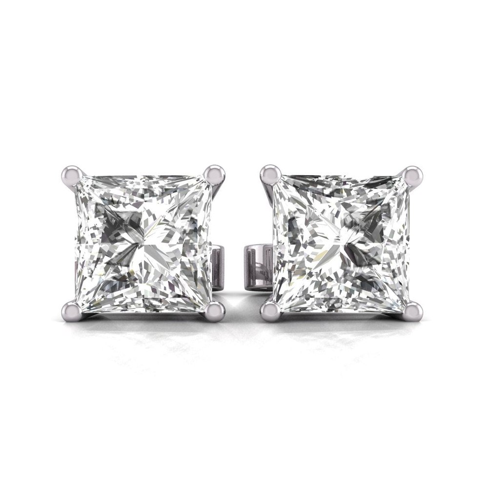 Diana M Lab 14KT WG 1/2ct TW LGD Princess Earring
