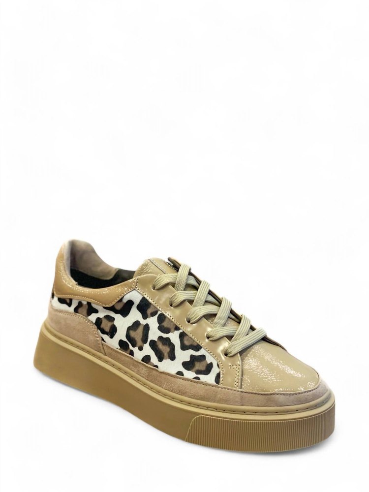 Women’s Tania Sneaker In Camel And Leopard