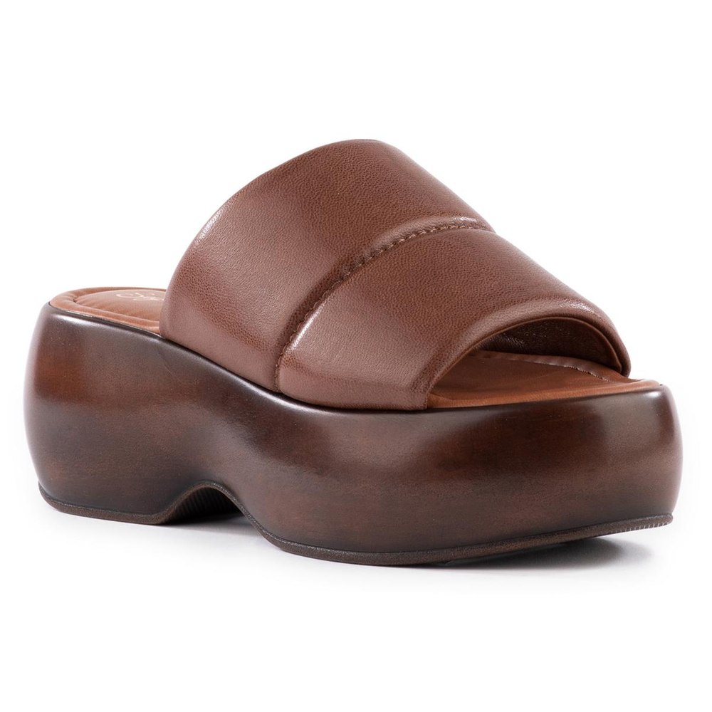 Sorry ‘Bout It Leather Peep-Toe Platform Sandals