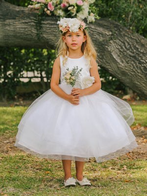 Girls Floral Embellishment Waist Special Occasion Dress, Sizes 2-12