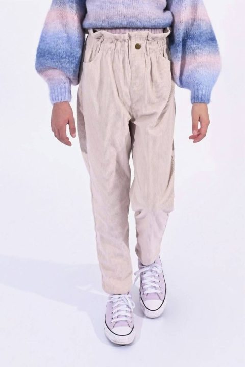 Girls Corduroy High-Waist Pant In Beige 7733639675964
