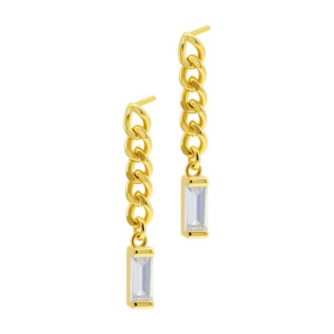 Chain Crystal Drop Earrings gold