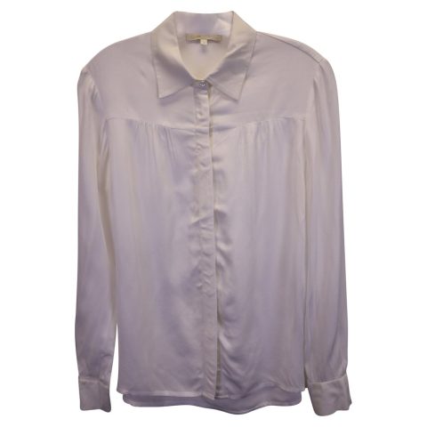 Maje Button-Up Shirt in White Silk Cotton 7733633024060