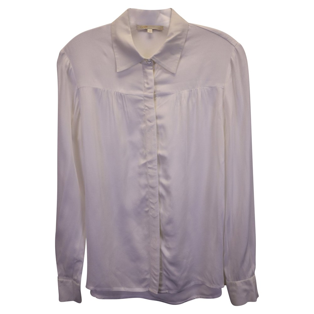 Maje Button-Up Shirt in White Silk Cotton 7733633024060