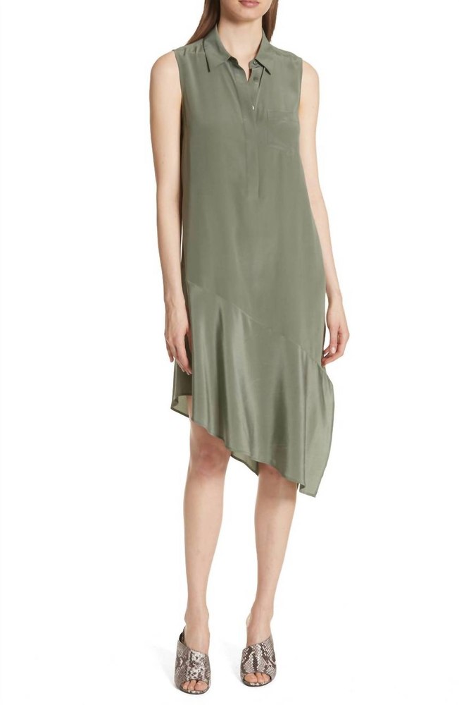 Tira Silk Asymmetrical Dress In Camouflage