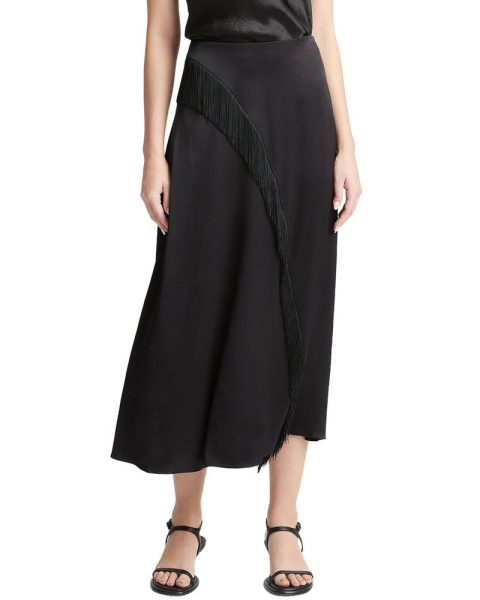Vince Fringe Draped Asymmetric Skirt 7733628076092