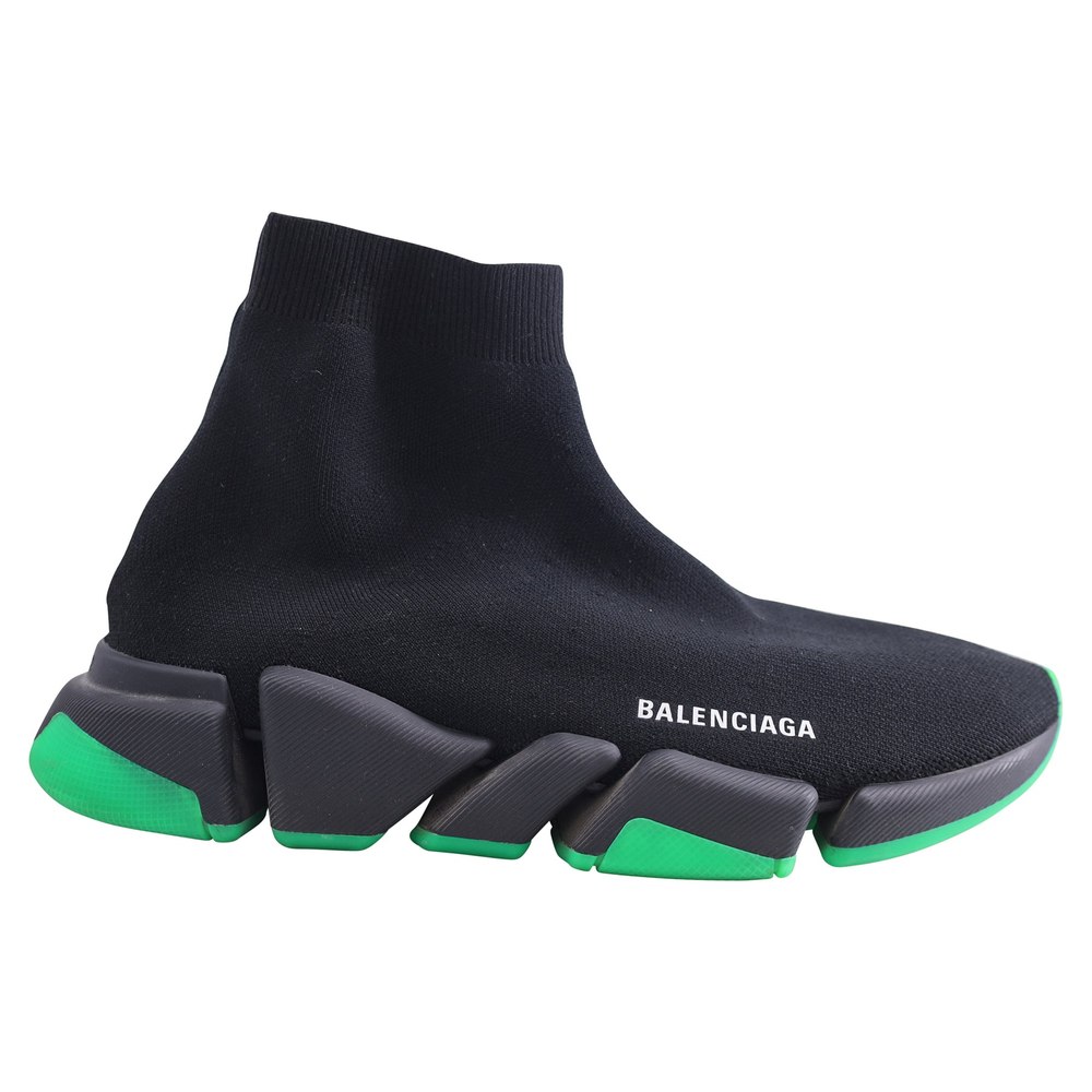 Balenciaga Speed 2.0 Clear Sole Sneakers in Black Polyester 7733640921148