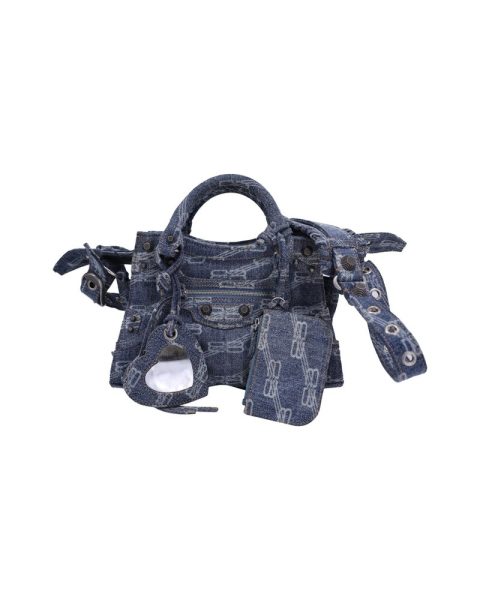 Balenciaga Monogram Neo Cagole XS Crossbody Bag in Blue Denim 7733641084988