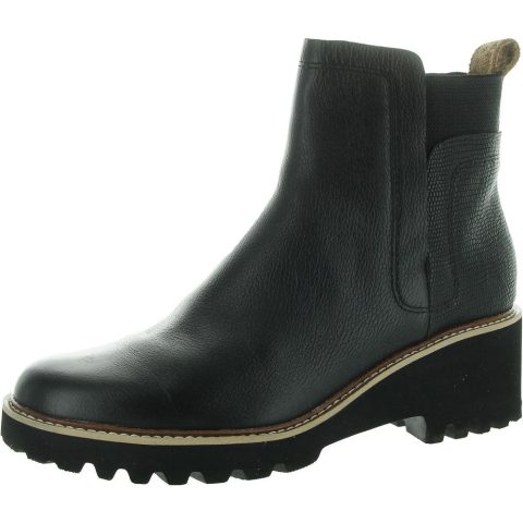 Lugged Sole Leather Ankle Boots