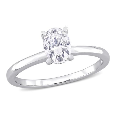 Mimi & Max 1ct DEW Oval Created Moissanite Solitaire Engagement Ring in Sterling Silver