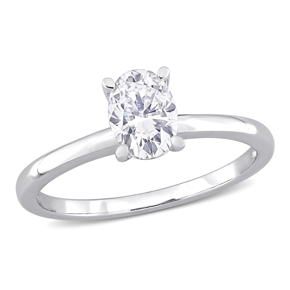 Mimi & Max 1ct DEW Oval Created Moissanite Solitaire Engagement Ring in Sterling Silver