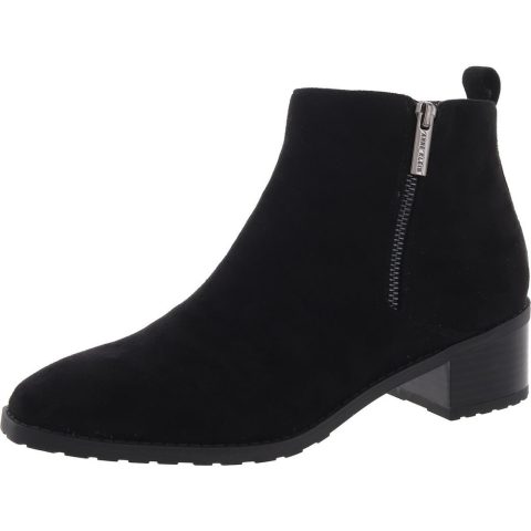 AKSAKARA Double Zipper Faux Suede Ankle Boots