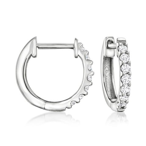 Ross-Simons Lab-Grown Diamond Hoop Earrings in Sterling Silver