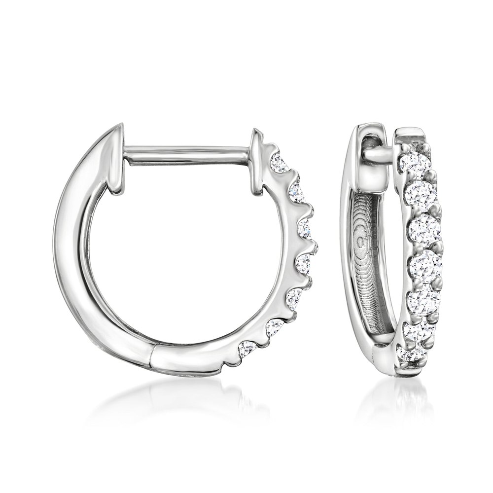 Ross-Simons Lab-Grown Diamond Hoop Earrings in Sterling Silver