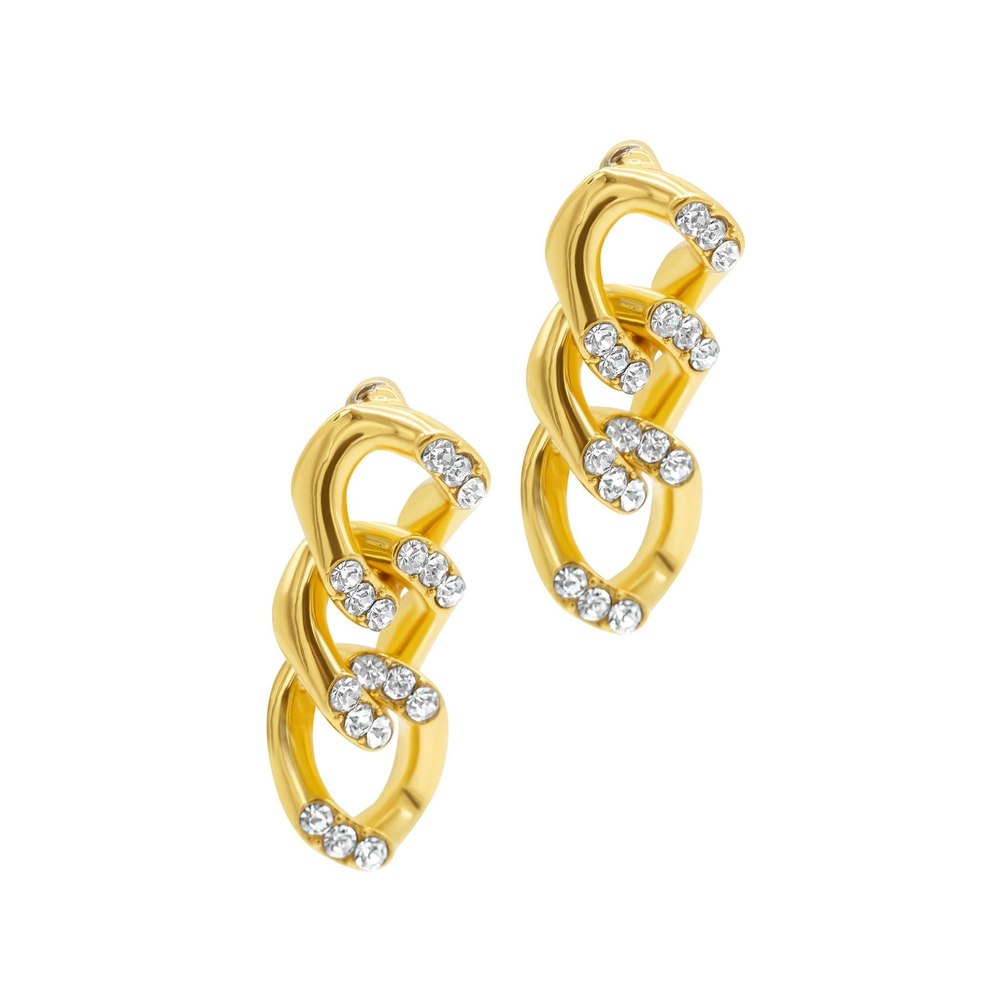 Crystal Curb Chain Earrings gold