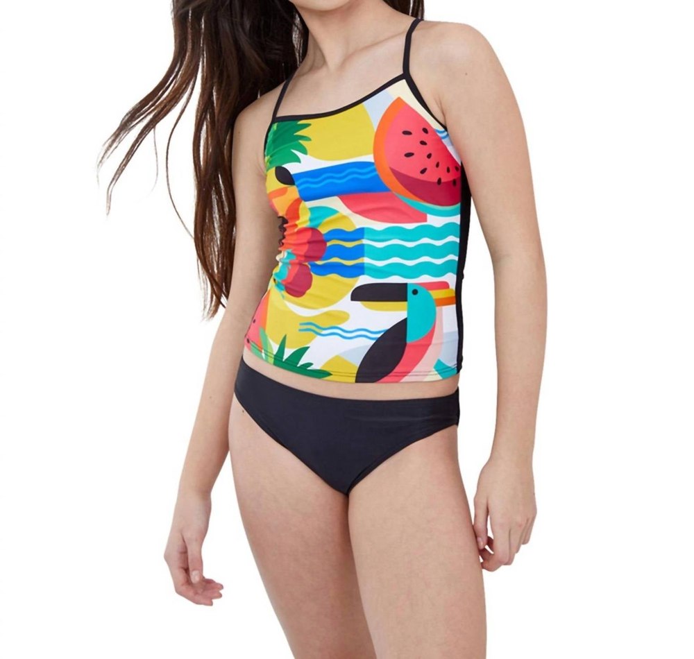 Girls Tankini Top With Matching Tankini Bottom In Gtk Tropical 7733648162876