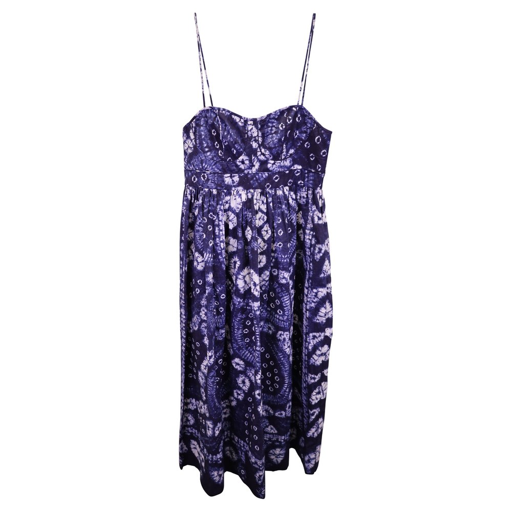 Ulla Johnson Floral Print Long Dress in Blue Cotton 7733649440828