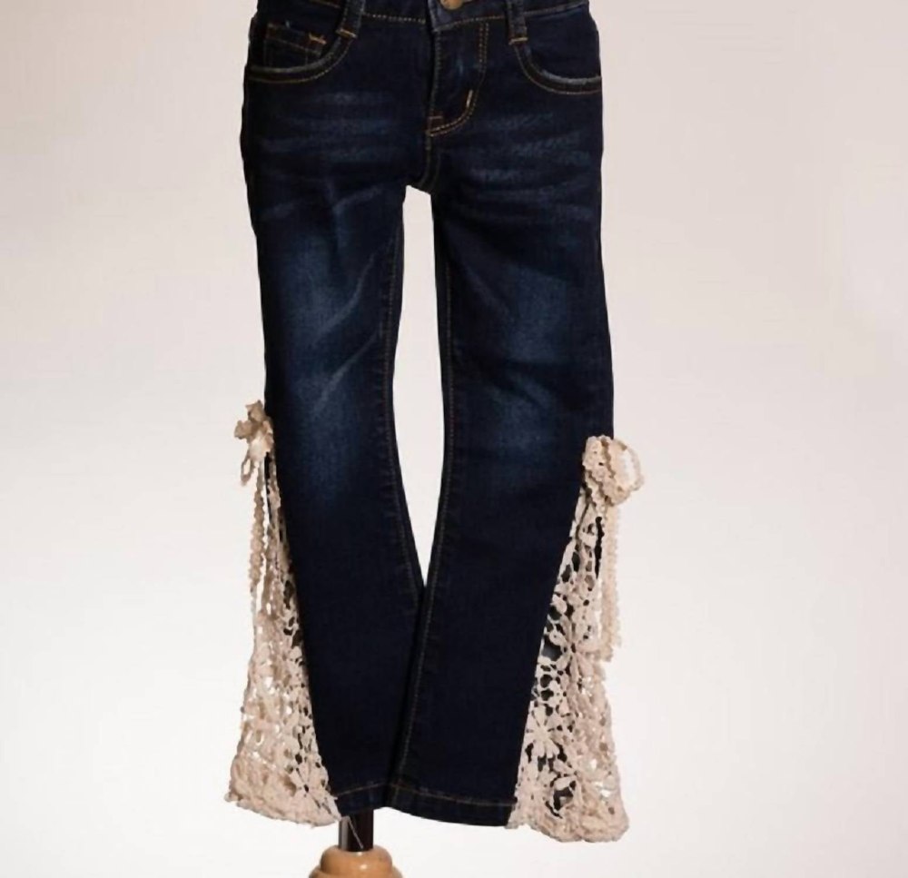 Girls Denim Lace Bell Jeans In Dark Denim/lace Bell 7733656485948