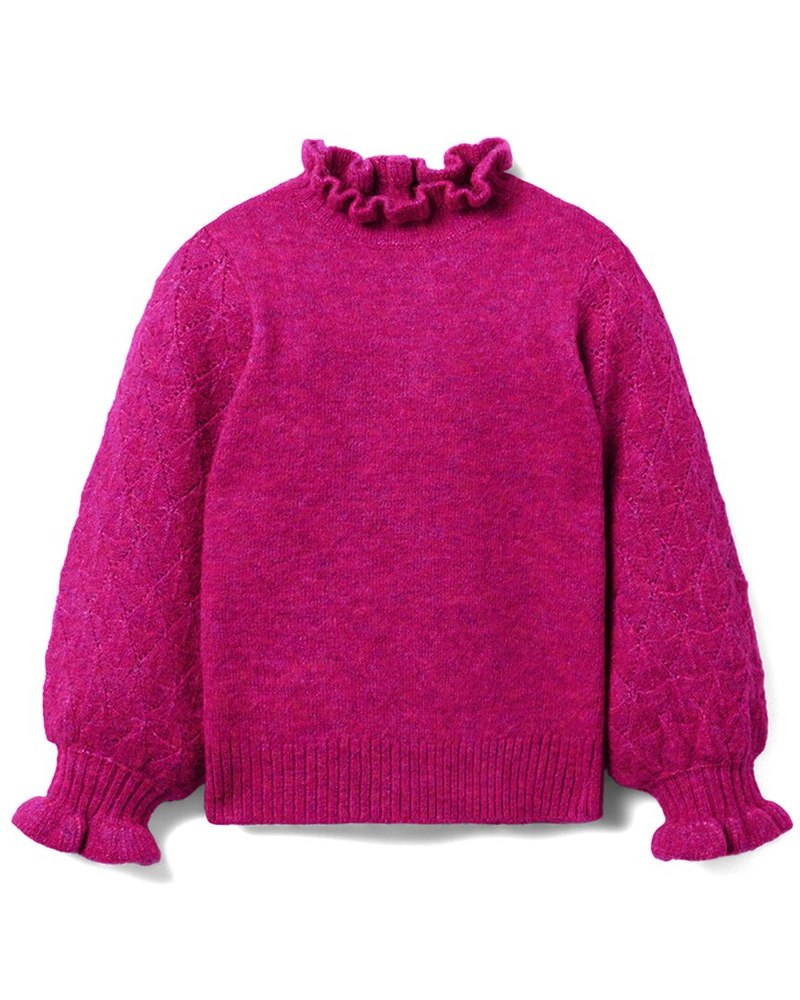 Janie and Jack Pointelle Sleeve Ruffle Sweater