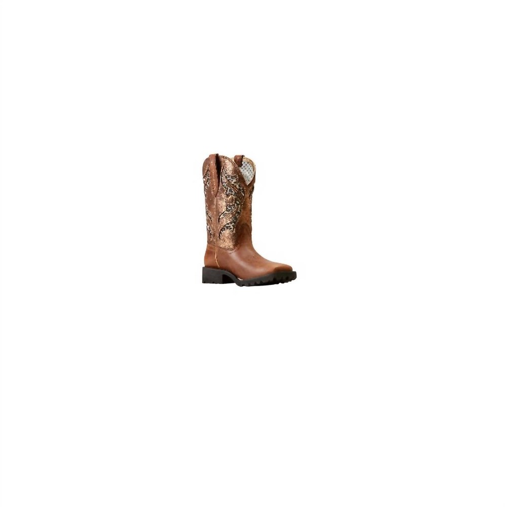 Women’s Unbridled Rancher Venttek Western Boots In Hickory Smoke/copper Metallic