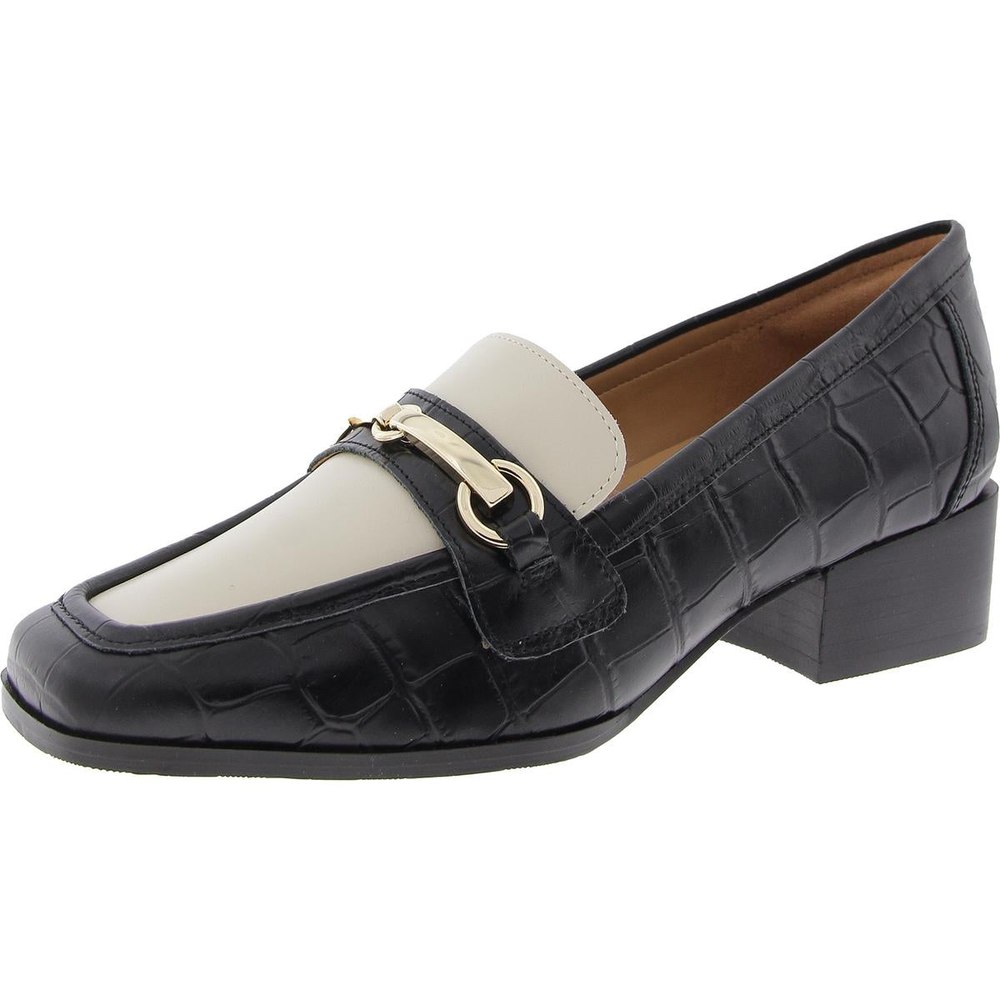 Colorblock Leather Loafer Heels