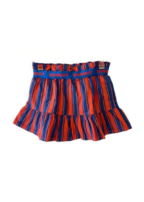 Girl’s Vertical Stripes Mini Skirt In Saffron 7733672575036