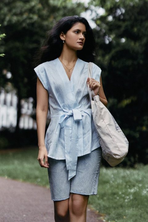 Power Moves Short Sleeve Top in Blue
