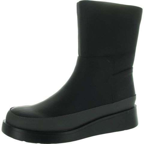 Zipper Faux Leather Wedge Boots