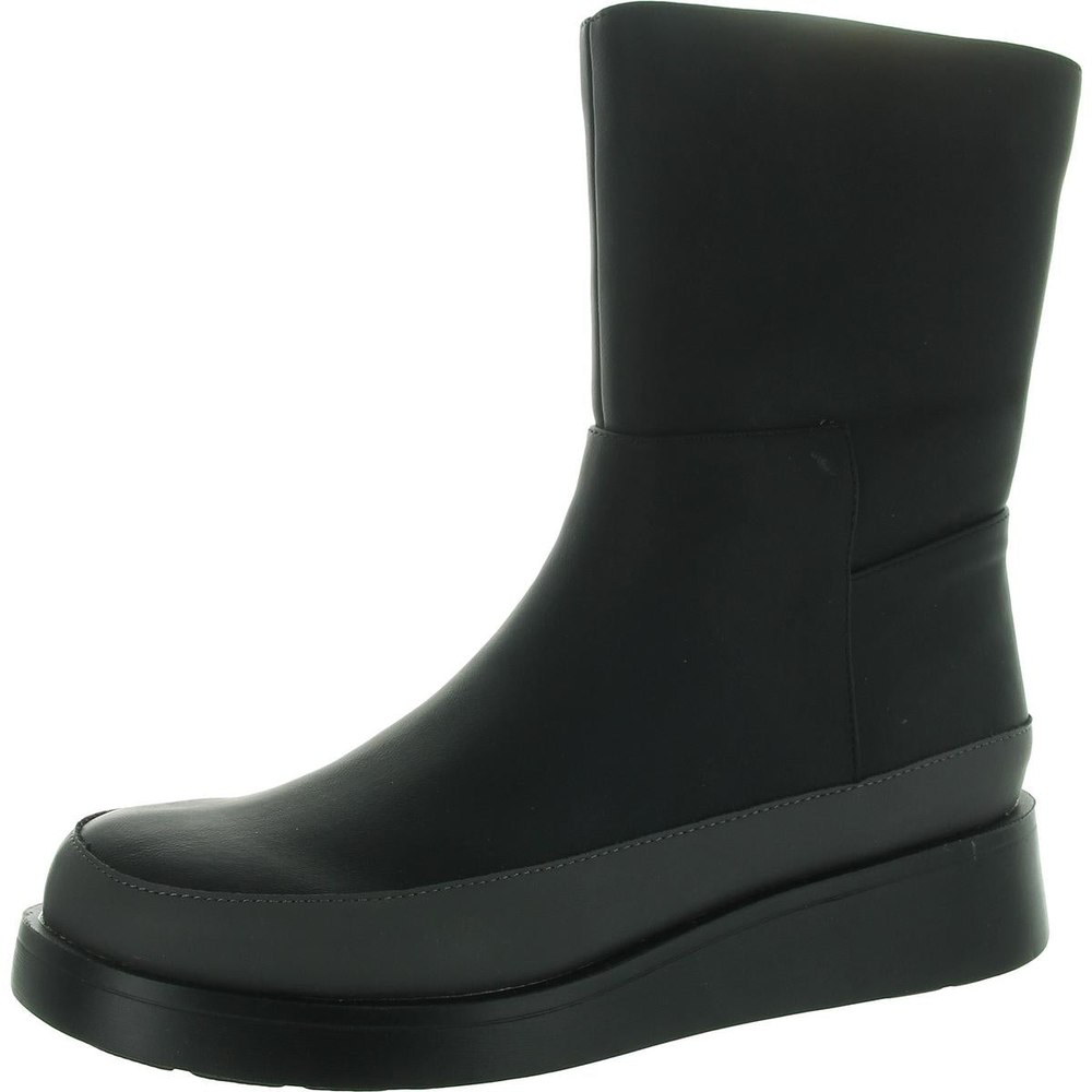 Zipper Faux Leather Wedge Boots