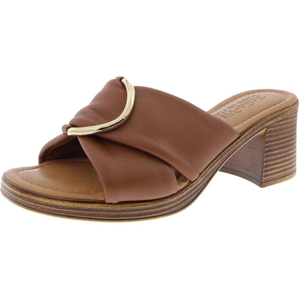 Buckle Leather Slide Sandals