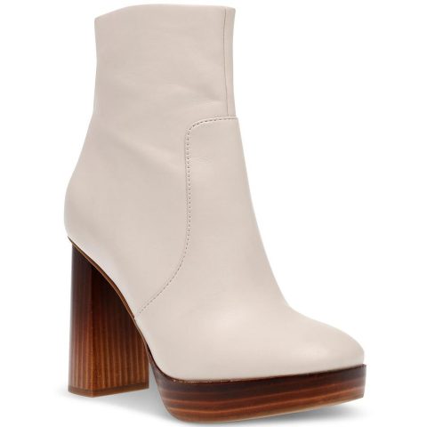 Marigold Leather Stacked Heel Ankle Boots