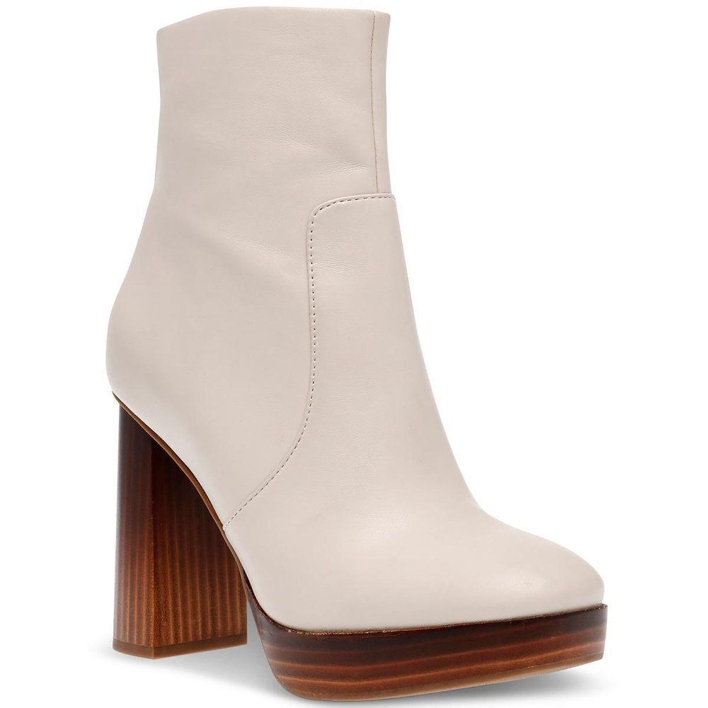 Marigold Leather Stacked Heel Ankle Boots