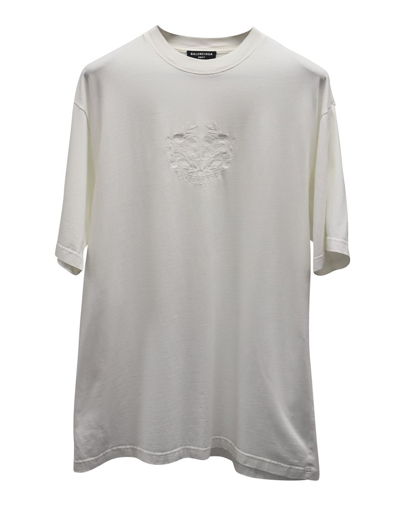 Balenciaga Lion’s Laurel T-shirt in White Cotton 7733679259708