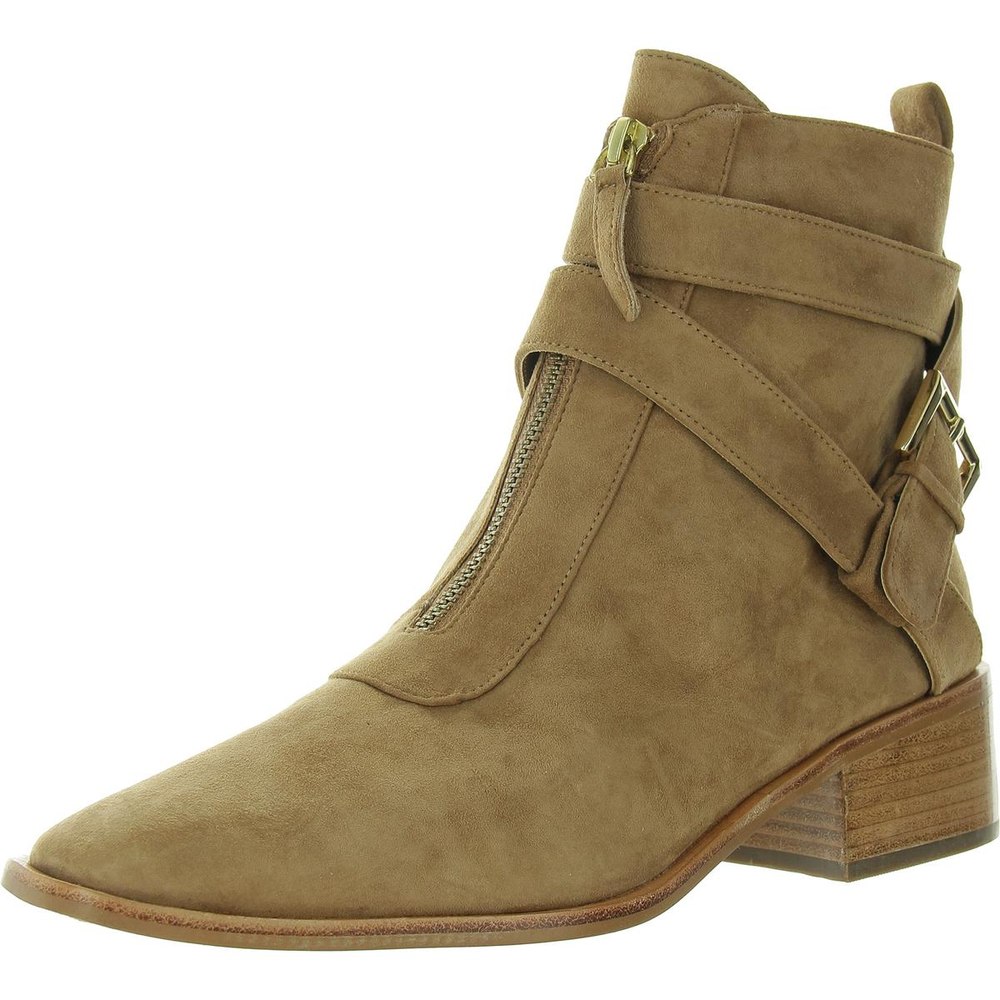 Buckle Faux Suede Ankle Boots