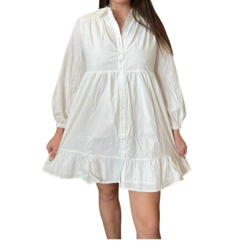 Poplin Mini Shirt Dress In White 7733681127484