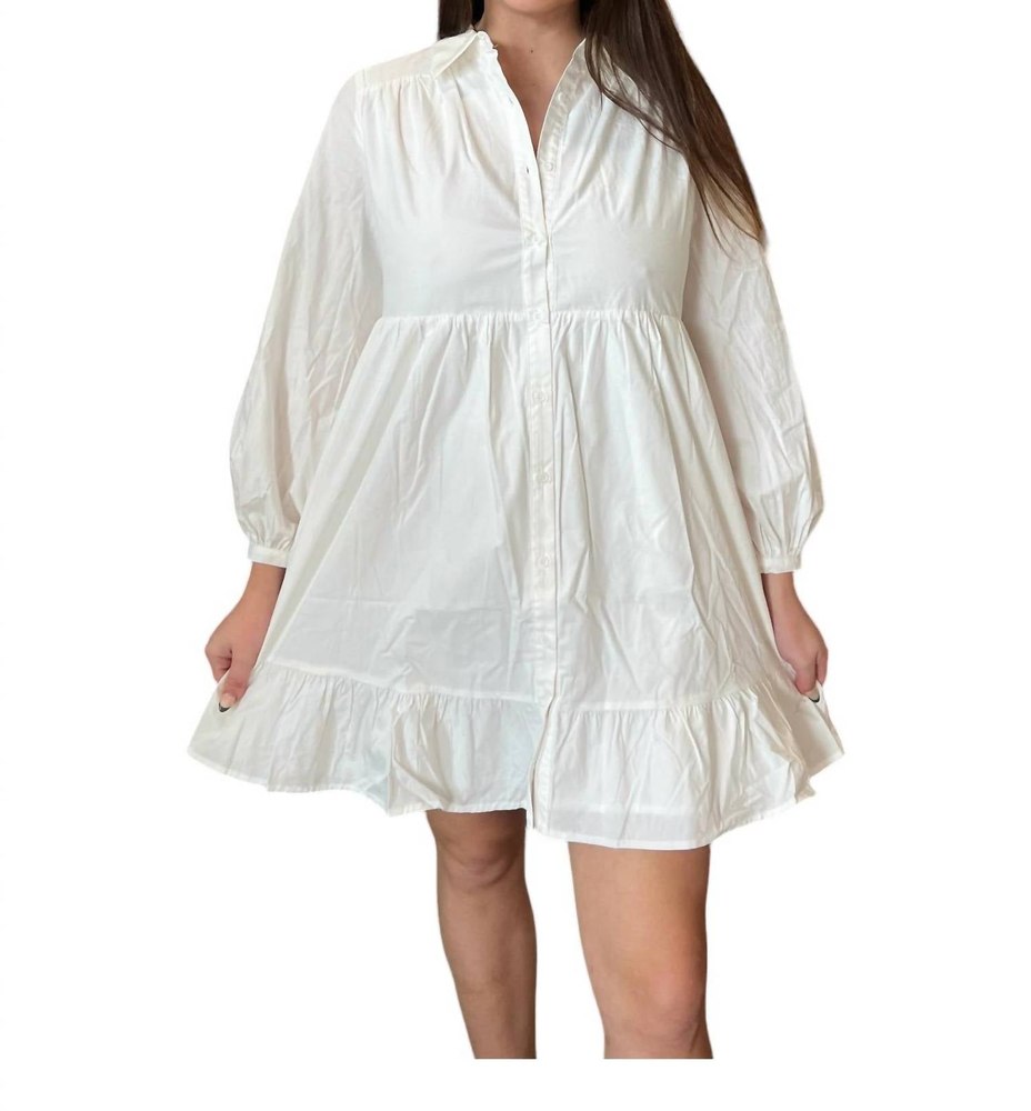 Poplin Mini Shirt Dress In White 7733681127484