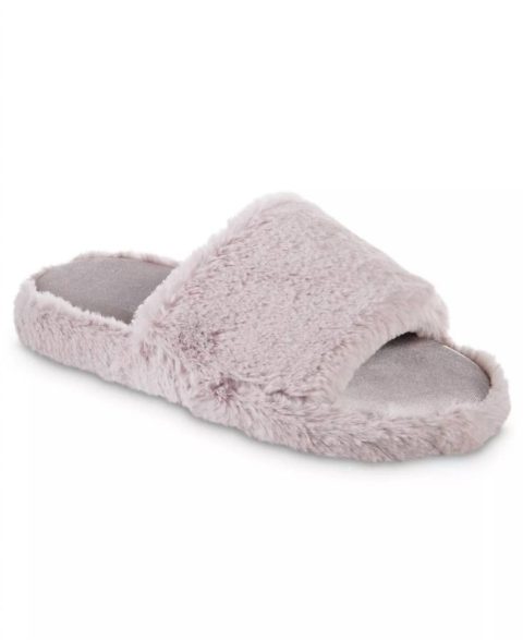 Women’s Faux Fur And Satin Tabby Slipper In Thistle 7733681619004